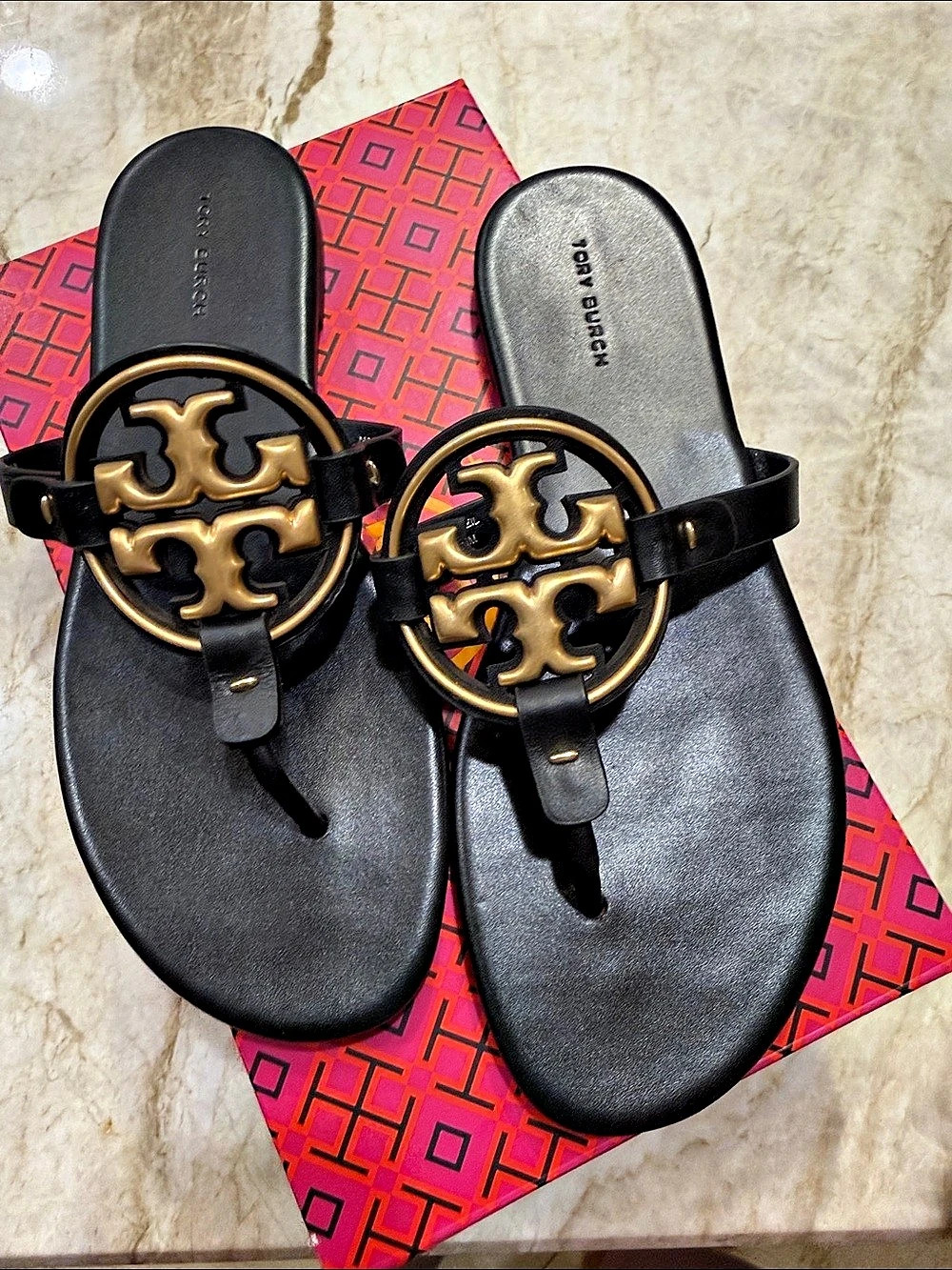 Tory Burch Metal Miller Soft Leather Sandal Black US 9